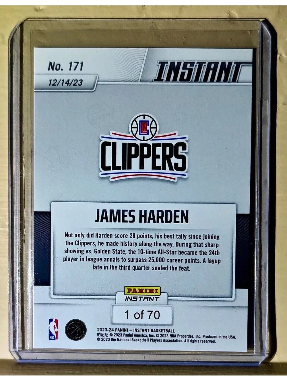 James Harden 2023-24 Panini #171 NBA Basketball Milestone Card Clippers 1 of 70